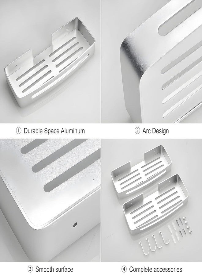 Boniry 2 Pcs Self-Adhesive Wall Shelf | Organiser Stand Rack Without Drilling | Accessories and Storage Rack for Bathroom (Silver) - Image 5